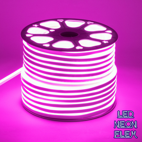 GloboStar® 70577 OVALE 120° Degree Neon Flex Epistar LED SMD 2835 1m 12W/m 120LED/m 840lm/m 120° DC 230V Αδιάβροχη IP68 Ροζ Dimmable