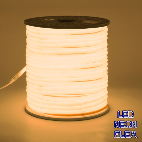 GloboStar® 70592 TUBE 360° Degree Neon Flex Epistar LED SMD 2835 1m 12W/m 120LED/m 1080lm/m 360° DC 230V Αδιάβροχη IP68 Θερμό Λευκό 3000K Dimmable