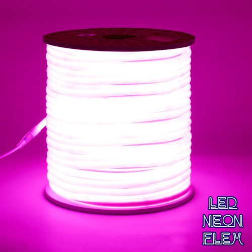 GloboStar® 70597 TUBE 360° Degree Neon Flex Epistar LED SMD 2835 1m 12W/m 120LED/m 840lm/m 360° DC 230V Αδιάβροχη IP68 Ροζ Dimmable