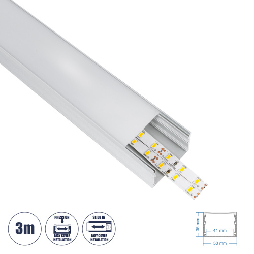 GloboStar® UNDERGROUND-PROFILE 70860-3M Προφίλ Αλουμινίου - Βάση & Ψύκτρα Ταινίας LED με Λευκό Γαλακτερό Κάλυμμα - Ενδοδαπέδια Χωνευτή Χρήση σε Δρόμους - Πατητό Κάλυμμα Υψηλής Αντοχής & Ανθεκτικότητας σε Βάρος - Ασημί - 3 Μέτρα - Μ300 x Π5 x Υ3.5cm