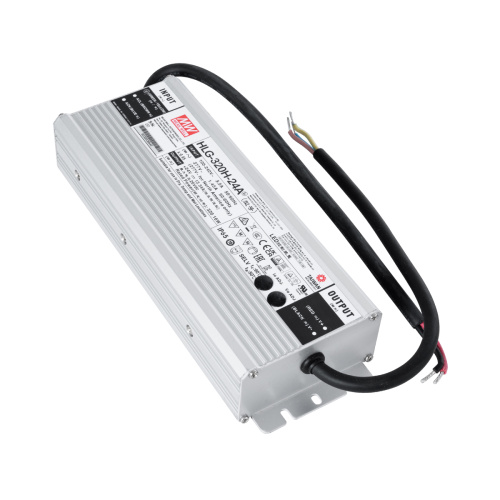 GLOBOSTAR® MEANWELL-HLG320H-24A 90794 Τροφοδοτικό/Μετασχηματιστής SELV 320W 13.3A DC 24V Αδιάβροχο IP65 - AC 220-240V σε DC 24V / Ρυθμιζόμενο από DC 21V έως DC 26V - Μ25.2 x Π9 x Υ4.38cm - 3 Χρόνια Εγγύηση