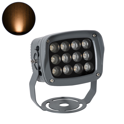 GLOBOSTAR® FLOOD-XENA 90120 Προβολέας Σποτ Wall Washer LED 12W 1260lm 10° AC 220-240V Αδιάβροχο IP65 Πορτοκαλί 2200K - Γκρι Ανθρακί - Μ13.5 x Π11 x Υ15cm - 3 Χρόνια Εγγύηση