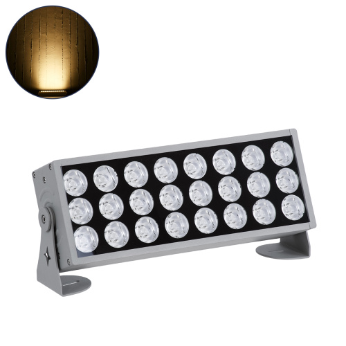 GLOBOSTAR® FLOOD-ZENA 90219 Προβολέας Σποτ Wall Washer LED 60W 5400lm 3° DC 24V Αδιάβροχο IP65 Θερμό Λευκό 2700K Dimmable - Ασημί - Μ37 x Π9 x Υ26.5cm - 3 Χρόνια Εγγύηση