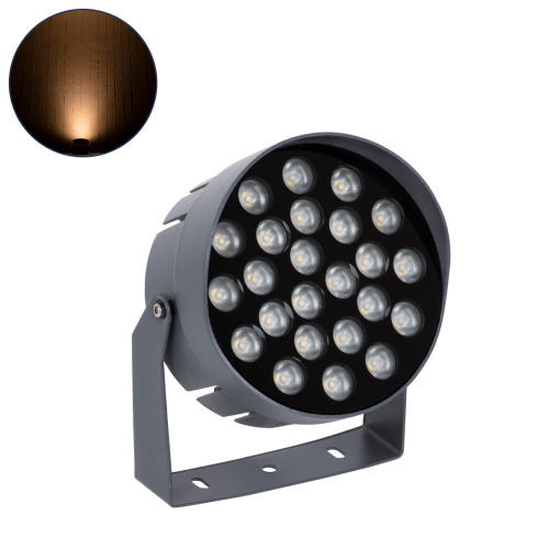GLOBOSTAR® FLOOD-NIGMA 90377 Προβολέας Σποτ Wall Washer με Αντιθαμβωτική Γρίλια LED 24W 2040lm 30° DC 24V Αδιάβροχο IP65 Πορτοκαλί 2200K Dimmable - Γκρι Ανθρακί - Μ15 x Π15 x Υ9.1cm - 3 Χρόνια Εγγύηση