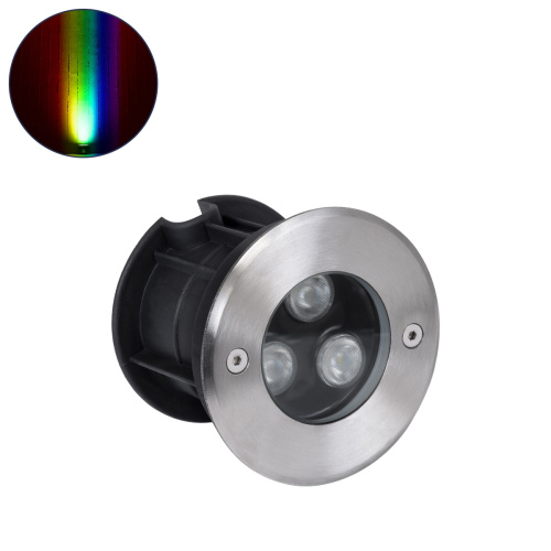 GLOBOSTAR® UNDERWATER-HUNI 90416 Υποβρύχιο Χωνευτό Σποτ για Σιντριβάνια/Πισίνες LED 3W 255lm 30° DC 24V Αδιάβροχο IP68 RGBW DMX512 Dimmable - Ανοξείδωτο Ατσάλι 304 - Φ10 x Υ7.5cm - Q9.5 - 3 Χρόνια Εγγύηση