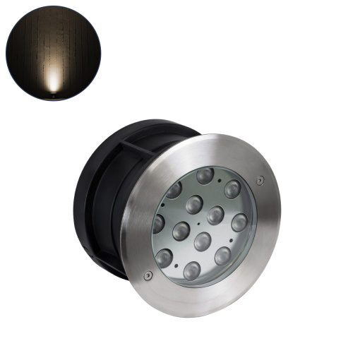 GLOBOSTAR® UNDERWATER-TUNI 90420 Υποβρύχιο Χωνευτό Σποτ για Σιντριβάνια/Πισίνες LED 12W 1080lm 30° DC 24V Αδιάβροχο IP68 Θερμό Λευκό 2700K Dimmable - Ανοξείδωτο Ατσάλι 304 - Φ18 x Υ11cm - Q17.5 - 3 Χρόνια Εγγύηση