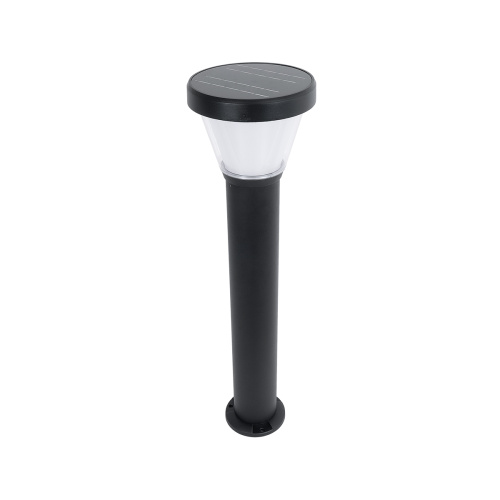 GLOBOSTAR® SOLARDIS 90523 Φωτιστικό Κολωνάκι Κήπου LED 10W 180lm 120° με Ενσωματωμένο Φωτοβολταϊκό Panel 6V 5W & Επαναφορτιζόμενη Μπαταρία Li-ion 3.2V 6000mAh με Αισθητήρα Ημέρας-Νύχτας Αδιάβροχο IP65 Ψυχρό Λευκό 6000K - Μαύρο - Μ24 x Π24 x Υ88cm - 2 Χρόνια Εγγύηση