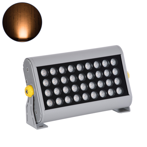 GLOBOSTAR® FLOOD-HENA 90445 Προβολέας Σποτ Wall Washer LED 36W 3060lm 30° AC 220-240V Αδιάβροχο IP67 Πορτοκαλί 2200K - Ασημί - Μ30 x Π6 x Υ17cm - 3 Χρόνια Εγγύηση