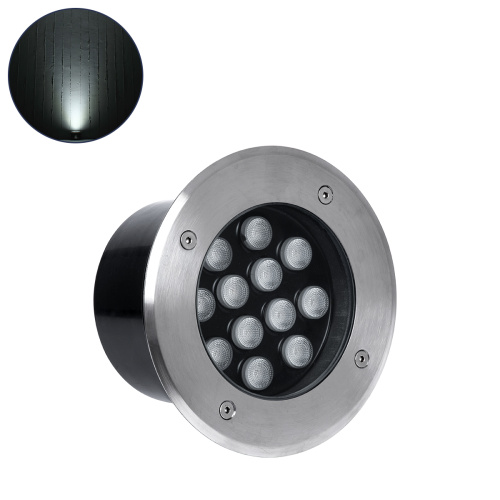 GLOBOSTAR® UNDERGROUND-TINA 90668 Χωνευτό Αρχιτεκτονικο Φωτιστικό Σποτ Δαπέδου LED 12W 1380lm 30° DC 24V Αδιάβροχο IP65 Φυσικό Λευκό 4500K Dimmable - Ανοξείδωτο Ατσάλι 304 - Φ16 x Υ9cm / Q14cm - 3 Χρόνια Εγγύηση