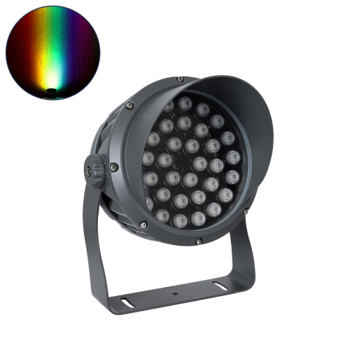 GLOBOSTAR® FLOOD-DIMO 90745 Προβολέας Σποτ Wall Washer με Αντιθαμβωτική Γρίλια LED 54W 4590lm 10° DC 24V Αδιάβροχο IP67 RGBW DMX512 Dimmable - Γκρι Ανθρακί - Μ26 x Π28 x Υ35cm - 3 Χρόνια Εγγύηση