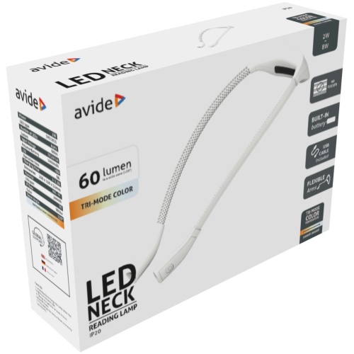 Avide LED Φακός Φωτισμού Λαιμού για Διάβασμα Βιβλίου 2W