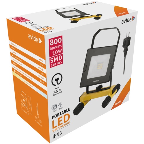 Avide LED Προβολέας Slim SMD  10W με Βάση 1.5μ Λευκό 4000K
