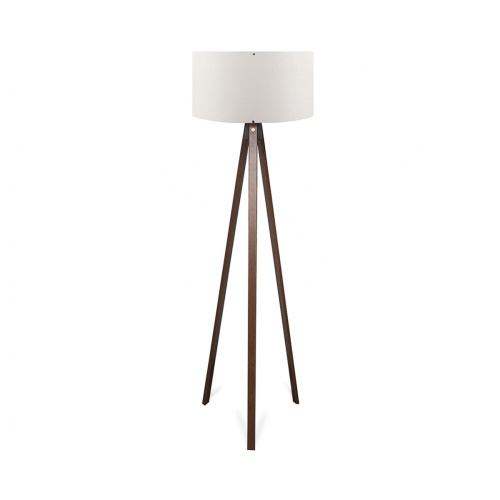 GloboStar® SAGA 204-0032 Μοντέρνο Eπιδαπέδιο Φωτιστικό Μονόφωτο 1 x E27 IP20 Καφέ Ξύλο με Λευκό Ύφασμα - Μ38 x Π38 x Υ140cm