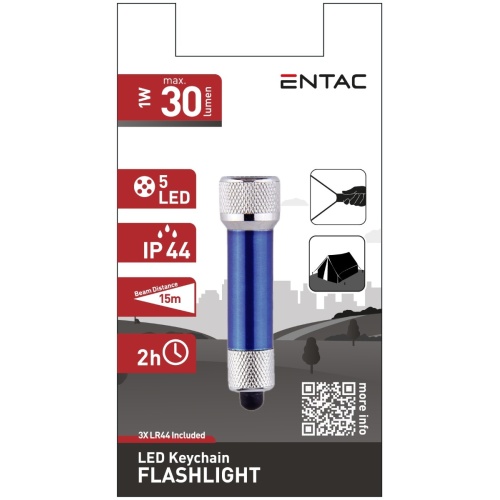 Entac Φακός 5 LED Μπρελόκ Μπλέ