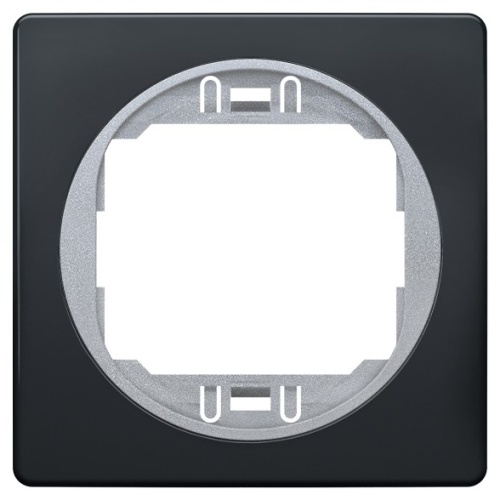 EON E6801.ES One-gang frame 80x80,  black with silver holder
