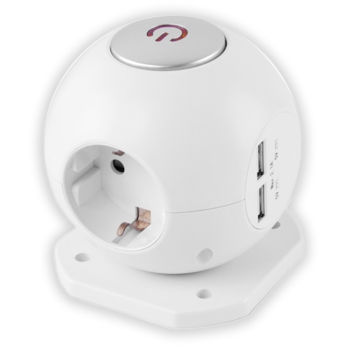 Entac Πολύπριζο 3 Θέσεων με Διακόπτη Μπάλα, 2x2.1A USB Θυρών 1.5m 3G1