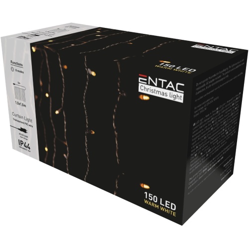 Entac Χριστουγεννιάτικα Κουρτίνα IP44 150 LED 1.5x1.5m με 8 Λειτουργίες