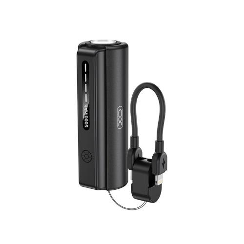 XO PR281 Mini Powerbank 5000mAh με Ενσωματωμένο Φακό και Καλώδιο Φόρτισης iP