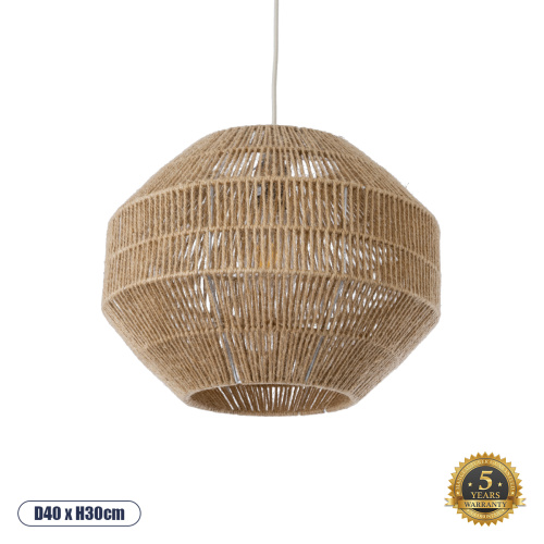 GLOBOSTAR® CAYMAN 00522 Boho Κρεμαστό Φωτιστικό Οροφής με Ντουί 1 x E27 AC 220-240V IP20 - Μπεζ - Μ40 x Π40 x Υ30cm