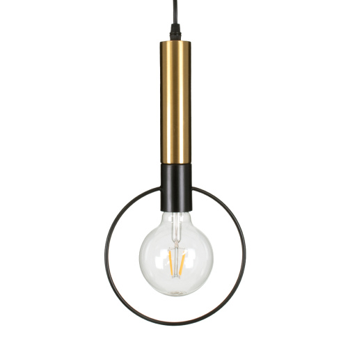 GLOBOSTAR® OLVERO 00772 Μοντέρνο Κρεμαστό Φωτιστικό Οροφής με Ντουί 1 x E27 AC 220-240V IP20 - Μαύρο & Χρυσό - Μ18 x Π4 x Y38cm