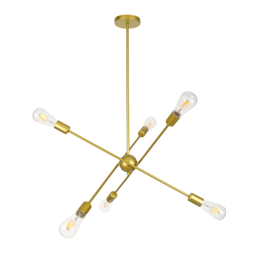 GLOBOSTAR® ZANE 00786 Μοντέρνο Φωτιστικό Οροφής με Ντουί 6 x E27 AC 220-240V IP20 - Χρυσό - Μ70 x Π70 x Υ100cm