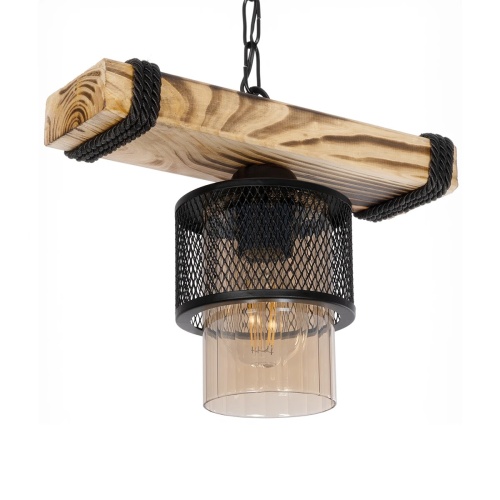 GLOBOSTAR® GLORA 201-0007 Vintage Κρεμαστό Φωτιστικό Οροφής με Ντουί 1 x E27 AC 220-240V IP20 - Μπεζ & Μαύρο - Μ50 x Π16 x Υ23cm