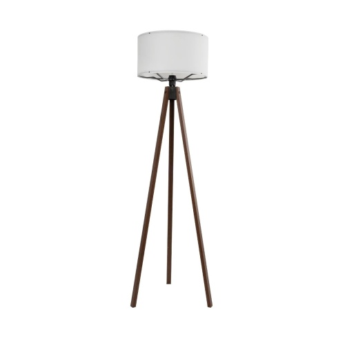 GloboStar® SAGA 204-0032 Μοντέρνο Eπιδαπέδιο Φωτιστικό Μονόφωτο 1 x E27 IP20 Καφέ Ξύλο με Λευκό Ύφασμα - Μ38 x Π38 x Υ140cm