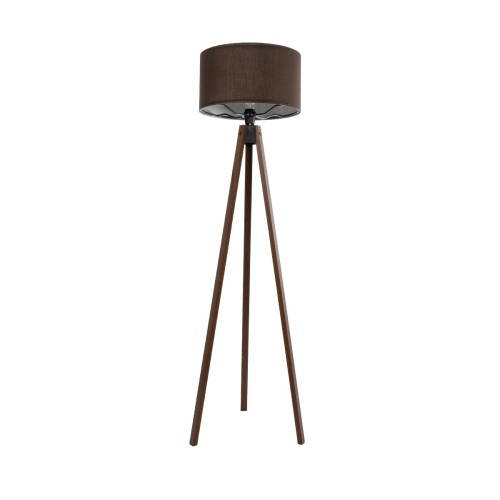 GloboStar® SAGA 204-0034 Μοντέρνο Eπιδαπέδιο Φωτιστικό Μονόφωτο 1 x E27 IP20 Καφέ Ξύλο με Καφέ Ύφασμα - Μ38 x Π38 x Υ140cm