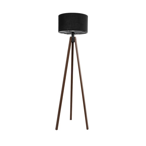 GloboStar® SAGA 204-0038 Μοντέρνο Eπιδαπέδιο Φωτιστικό Μονόφωτο 1 x E27 IP20 Καφέ Ξύλο με Μαύρο Ύφασμα - Μ38 x Π38 x Υ140cm