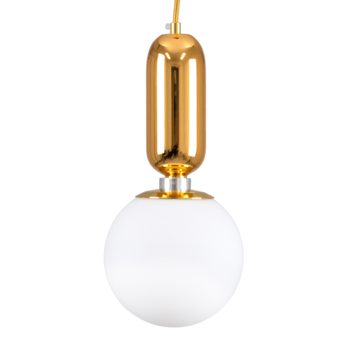 GLOBOSTAR® MAVERICK 00943 Μοντέρνο Κρεμαστό Φωτιστικό Οροφής με Ντουί 1 x E27 AC 220-240V IP20 - Χρυσό & Λευκό - Μ15 x Π15 x Υ33cm