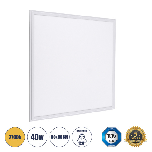 GLOBOSTAR® PANELETI 60208 Χωνευτό Panel Οροφής 60x60 LED 40W 3600lm 120° UGR<19 AC 220-240V IP20 Θερμό Λευκό 2700K - Lumileds SMD Chip & TÜV SÜD Driver - Λευκό Γαλακτερό - Μ60 x Π60 x Υ1.5cm / Q56 x 56cm - 5 Χρόνια Εγγύηση