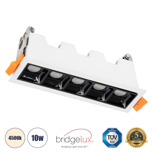 GLOBOSTAR® LUMINAR 60318 Χωνευτό Downlight Σποτ LED 10W 1400lm 36° AC 220-240V IP20 Φυσικό Λευκό 4500K - Osram SMD Chip & TÜV SÜD Driver - Λευκό & Μαύρο Ματ - Μ14.8 x Π4.3 x Υ4.5cm / Q13.5 x 3.5cm - 5 Χρόνια Εγγύηση