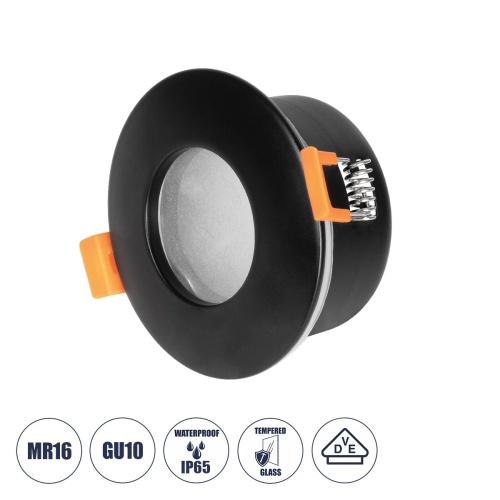 GLOBOSTAR® KAPA 60888 Χωνευτή Βάση για Σποτ MR16 με Ντουί GU10/GU5.3 Αδιάβροχο IP65 - Μαύρο & Λευκό - Μ8.5 x Π8.5 x Υ4.2cm / Q7.5cm