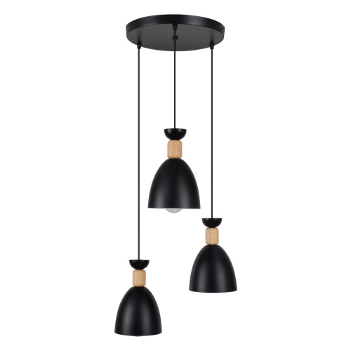 GLOBOSTAR® AVA 61572 Μοντέρνο Κρεμαστό Φωτιστικό Οροφής με Ντουί 3 x E27 AC 220-240V IP20 - Μαύρο & Μπεζ - Μ35 x Π35 x Υ130cm