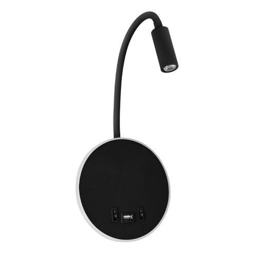 GLOBOSTAR® GOOSE 61695 Μοντέρνο Φωτιστικό Τοίχου - Απλίκα Ξενοδοχείου Reading Light με Φορτιστή USB 3A LED 6W 600lm 36° & 360° AC 220-240V IP20 Θερμό Λευκό 2700K - CREE XPE & Lumileds SMD Chip - Μαύρο Ματ - Μ15.5 x Π15 x Υ30.5cm - 3 Χρόνια Εγγύηση
