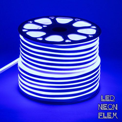 GloboStar® 70575 OVALE 120° Degree Neon Flex Epistar LED SMD 2835 1m 12W/m 120LED/m 840lm/m 120° DC 230V Αδιάβροχη IP68 Μπλε Dimmable