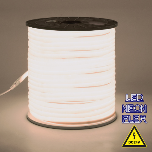 GloboStar® 70581 TUBE 360° Degree Neon Flex Epistar LED SMD 2835 1m 12W/m 120LED/m 1080lm/m 360° DC 24V Αδιάβροχη IP68 Φυσικό Λευκό 4500K Dimmable