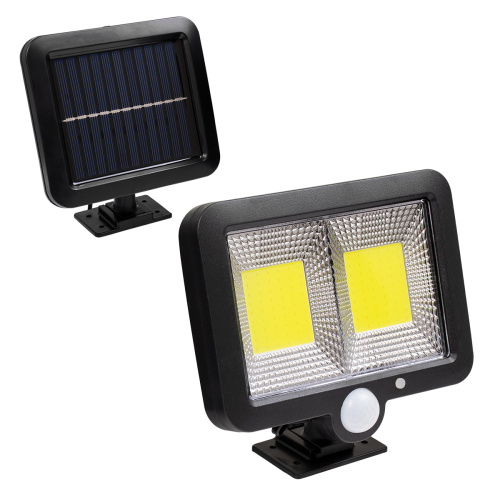GLOBOSTAR® ZETA 71461 Προβολέας με Ανιχνευτή PIR / Αισθητήρα Κίνησης LED 20W 1000lm 120° DC 5V με Φωτοβολταϊκό Panel 5V 1W & Επαναφορτιζόμενη Μπαταρία Li-ion 3.2V 2400mAh Αδιάβροχο IP65 Ψυχρό Λευκό 6000K - Sanan COB Chip - Μαύρο - Μ15 x Π3.5 x Υ13cm - 2 Χρόνια Εγγύηση