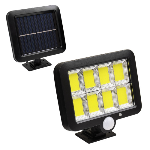 GLOBOSTAR® ZETA 71464 Προβολέας με Ανιχνευτή PIR / Αισθητήρα Κίνησης LED 20W 1000lm 120° DC 5V με Φωτοβολταϊκό Panel 5V 1W & Επαναφορτιζόμενη Μπαταρία Li-ion 3.2V 2400mAh Αδιάβροχο IP65 Ψυχρό Λευκό 6000K - Sanan COB Chip - Μαύρο - Μ15 x Π3.5 x Υ13cm - 2 Χρόνια Εγγύηση