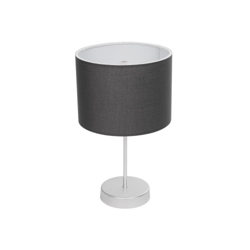 GloboStar® WIZ 203-0179 Μοντέρνο Επιτραπέζιο Φωτιστικό Πορτατίφ Μονόφωτο 1 x E27 IP20 Ασημί Μέταλλο με Γκρι Ύφασμα - Μ22 x Π22 x Υ36.5cm