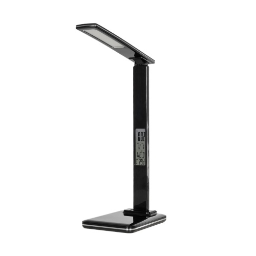 GLOBOSTAR® ZENTIME 76564 Μοντέρνο Επιτραπέζιο Φωτιστικό Γραφείου με Ασύρματη Φόρτιση 10W 2A & Ψηφιακό Ρολόι LED 3.5W 350lm 120° DC 5V με USB-C IP20 Ρυθμιζόμενο Λευκό CCT με Αφή 2700K/4500K/6000K Dimmable - Sanan SMD Chip - Μαύρο - Μ18 x Π12 x Υ40cm - 2 Χρόνια Εγγύηση