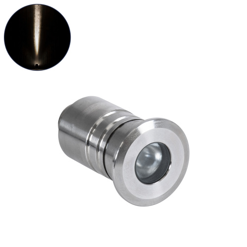 GLOBOSTAR® UNDERWATER-DANI 90411 Υποβρύχιο Χωνευτό Σποτ για Σιντριβάνια/Πισίνες LED 1W 95lm 5° DC 24V Αδιάβροχο IP68 Φυσικό Λευκό 4500K Dimmable - Ανοξείδωτο Ατσάλι 304 - Φ3 x Υ5cm / Q2.5cm - 3 Χρόνια Εγγύηση