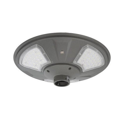 GLOBOSTAR® PARK 90500 Φωτιστικό Κεφαλής Post Top Πλατείας/Πάρκου LED 25W 2000lm 120° με Ενσωματωμένο Φωτοβολταϊκό Panel 6V 20W & Επαναφορτιζόμενη Μπαταρία Li-ion 3.2V 25000mAh με Αισθητήρα Ημέρας-Νύχτας Αδιάβροχο IP65 Ψυχρό Λευκό 6000K - Γκρι Ανθρακί - Μ50 x Π50 x Υ19cm - 2 Χρόνια Εγγύηση