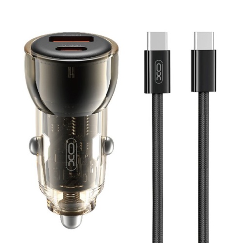 XO CC60 Smart Διαφανής Φορτιστής Αυτοκινήτου A30+C30 60W+Type-c Καφέ