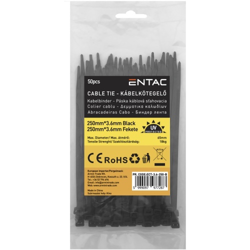 Entac Δεματικά 3.6x250mm Μαύρο