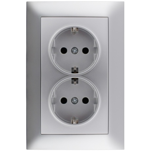 Entac Arnold Recessed wall socket 2x earthed Silver