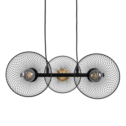 GLOBOSTAR® VERONA 00586 Μοντέρνο Κρεμαστό Φωτιστικό Οροφής με Ντουί 3 x E27 AC 220-240V IP20 - Μαύρο & Χρυσό - Μ50 x Π28 x Υ20cm