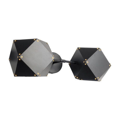 GLOBOSTAR® WELLES 00795 Μοντέρνο Φωτιστικό Τοίχου - Απλίκα με Ντουί 2 x E14 AC 220-240V IP20 - Μαύρο - Μ52 x Π21 x Υ17cm