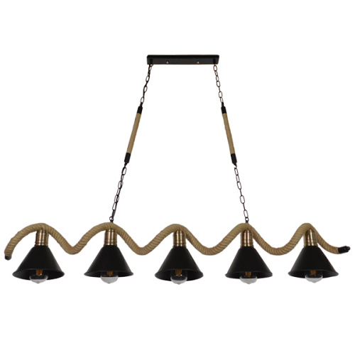 GLOBOSTAR® TYMEN 01190 Vintage Κρεμαστό Φωτιστικό Οροφής με Ντουί 5 x E27 AC 220-240V IP20 - Μαύρο & Μπεζ - Μ150 x Π22 x Υ23cm