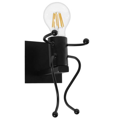 GLOBOSTAR® LITTLEMAN 01388 Vintage Φωτιστικό Τοίχου - Απλίκα με Ντουί 1 x E27 AC 220-240V IP20 - Μαύρο - Μ12 x Π19 x Υ17cm